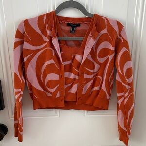 (5/$20) Forever 21 Orange and Pink Cardigan Sweater and Tank